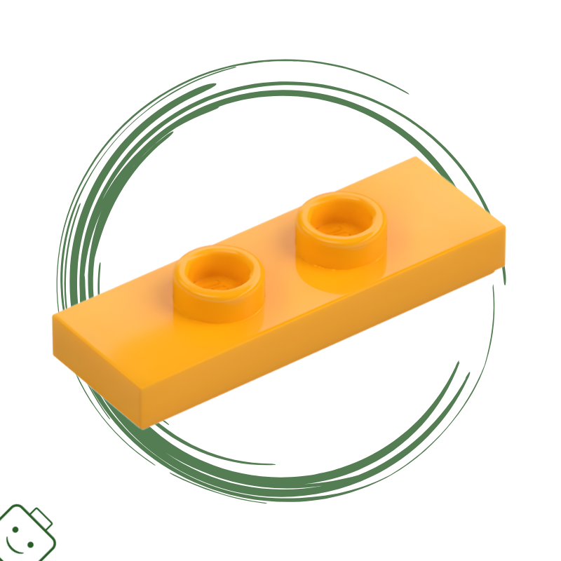 LEGO® dílek použitý - Bright Light Orange / Flame Yellowish Orange Plate, Modified 1 x 3 with 2 Studs (Double Jumper) / 34103#7
