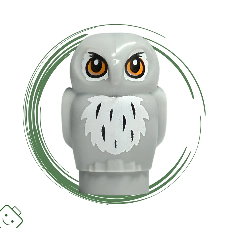LEGO® dílek nový - Light Bluish Gray / Medium Stone Grey Owl, Small with Orange Eyes and White and Black Feathers Pattern / 3753pb02*39