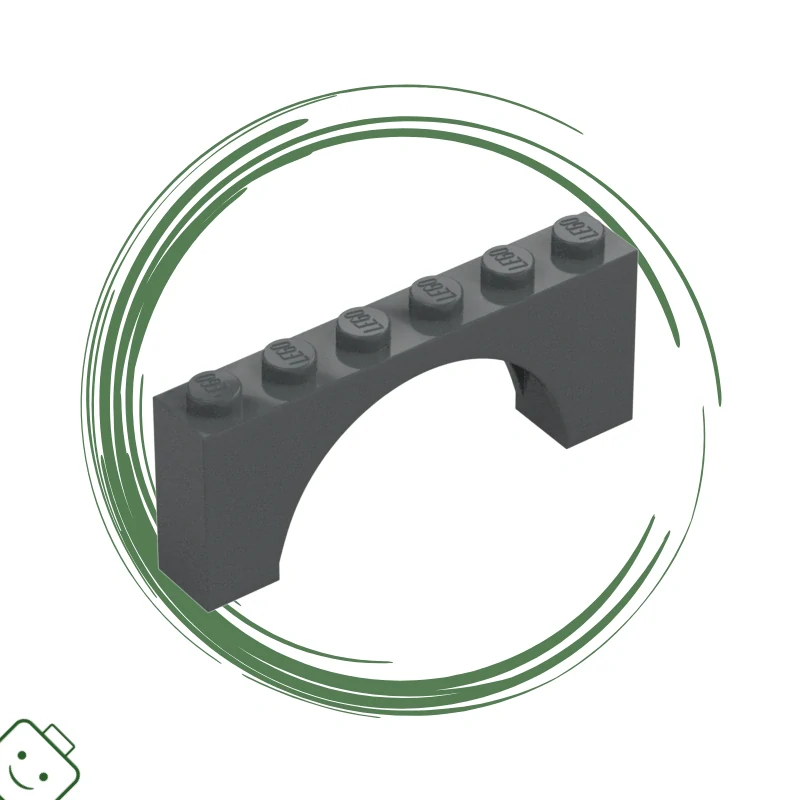 LEGO® dílek nový - Dark Bluish Gray / Dark Stone Grey Arch 1 x 6 x 2 - Medium Thick Top without Reinforced Underside / 15254*15