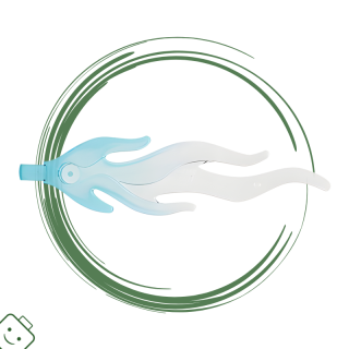 LEGO® dílek Wave Rounded Straight Large with Bar End (Flame) with Marbled Trans-Clear Pattern / 85959pb05