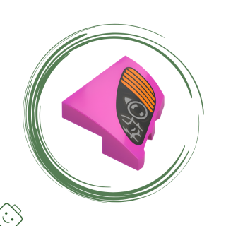 LEGO® dílek Wedge 2 x 2 x 2/3 Left with Black, Silver and Dark Silver Headlights and Orange Blinker Pattern / 5095pb003