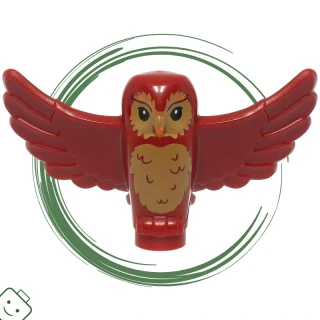 LEGO® dílek Owl, Spread Wings with Orange Beak and Eyebrows, Black Eyes, Medium Nougat Face and Chest Feathers Pattern / 67632pb05