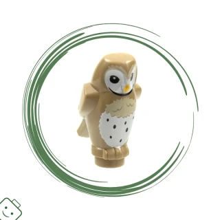 LEGO® dílek Owl, Angular Features with Bright Light Orange Beak, Black Eyes, and Tan and White Chest Feathers Pattern / 92084pb06