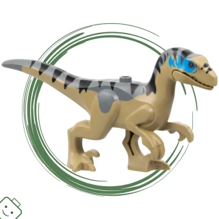LEGO® dílek Dinosaur Raptor / Velociraptor with Dark Bluish Gray Back, Black Stripes, Dark Azure Markings / raptor18