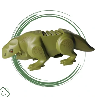 LEGO® dílek Dewback Body, Claws and Short Tail with Eyes and Nostrils and Leg Spots Pattern 2 / 16875pb02